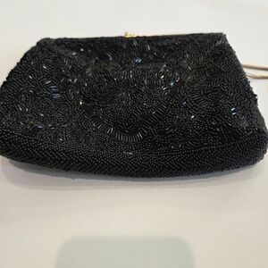 Women's Elegant Black Beaded Clutch